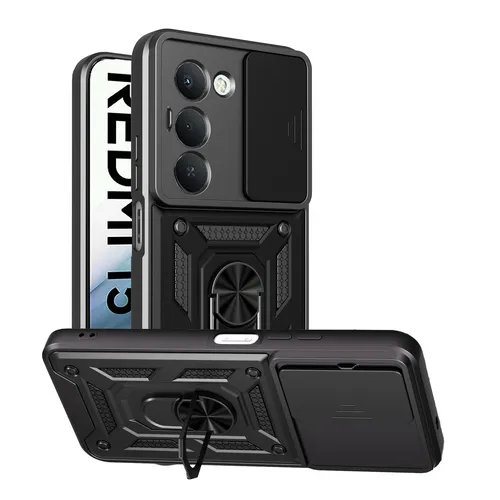 Outdoor Panzer Hülle für Xiaomi Redmi 15 4G/5G Kameraschutz Ringhalter Schwarz