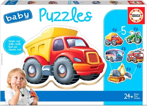 Educa 14866, Fahrzeuge, Baby Puzzleset mit 5 Puzzles für Kinder ab 24 Monaten