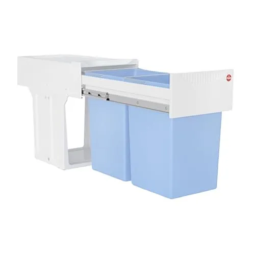 Hailo Abfallsammler Tandem 3666661 - Einbau Mülleimer für Schränke ab 300 mm, 2 x 15L mit Vollauszug und AntiBak für einfache Abfalltrennung