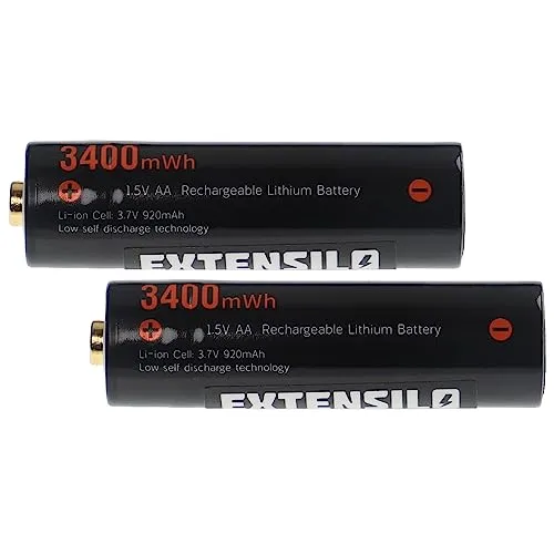 EXTENSILO Akkus AA Mignon, 2 Stück für Diverse Geräte - Wiederaufladbare Batterien, 920 mAh, 3,7 V, Li-Ion