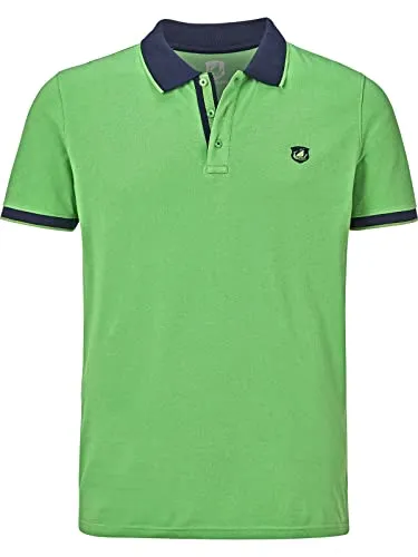Jan Vanderstorm Herren Poloshirt Lavrans in Grün, 3XL (XXXL) – Modisch & Bequem - Poloshirt für Herren in großen Größen, aus 100% Baumwolle, mit modischem Flachstrickkragen und kontrastierenden Akzenten für optimalen Tragekomfort.