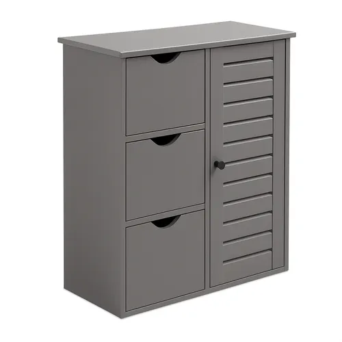relaxdays Beistellschrank für Badezimmer mit 3 Schubladen - Kompakter Badezimmerschrank mit 3 Schubladen und verstellbaren Fächern – ideal für kleine Bäder und vielseitig als Flurschrank oder Küchenschrank nutzbar. Sicherheit durch Magnetverschluss.