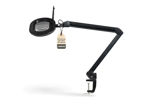 Lumeno 8613SW Lupenleuchte - Schreibtischlampe mit großer ovaler Linse (110x150 mm) und 60 dimmbaren LEDs, ideal als Lesehilfe oder für Kosmetik und Handwerk.