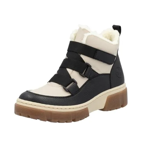 Rieker Damen X8639 Stiefelette - Schwarz, 40 EU - Wanderschuhe mit kuscheligem Warmfutter, individuell verstellbarem Klettverschluss und herausnehmbarer Einlegesohle für optimalen Komfort.