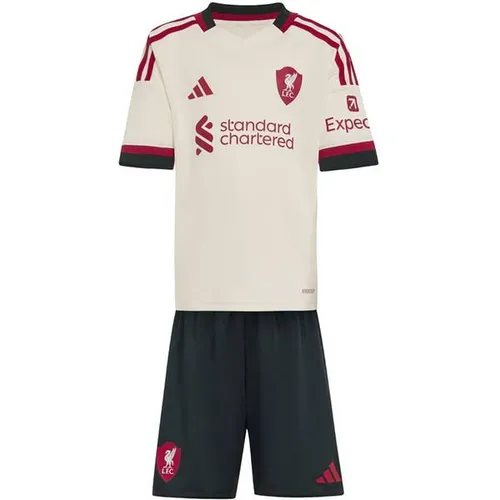 ADIDAS Kinder Fananzug Liverpool FC 25/26 Mini-Auswärtsausrüstung - Stylische Auswärtsausrüstung für kleine Fans des FC Liverpool. Mit feuchtigkeitsregulierendem AEROREADY für hohen Tragekomfort beim Anfeuern der Mannschaft.