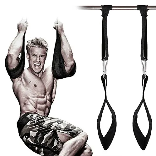 HemeraPhit Bauchgurt Arm Hänger Gürtel Pull Up Crunch Sling Workout verstellbar (Schwarz)