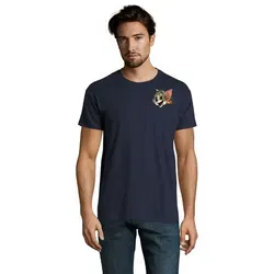 Blondie & Brownie T-Shirt TomJerryPatches H Tee Herren Tee Retro Cartoon Brustprint Shirt (Einzelstück, Einzelartikel) TomJerryPatch Retro Herrenmode blau M