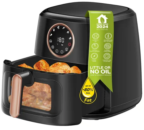 Heißluftfritteuse XL 7,2 Liter – Gesund frittieren ohne Öl - Heißluftfritteuse mit 7,2L Fassungsvermögen, 8 Programmen und 1750W. Genießen Sie knusprige Speisen ohne Fett dank der Rapid-Air-Technologie!