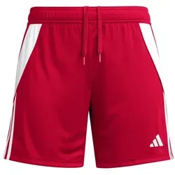 adidas Performance Tiro 24 Short Damen rotweiss, L (42-44) - Trainingsbekleidung mit weitem Beinabschluss und praktischem Kordelzug für optimalen Tragekomfort beim Sport.