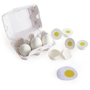 Hape Kinderküchen-Zubehör Eierkarton mit 6 Eiern - Realistisches 7-teiliges Set aus Holz, das spielerisch Kochen und gesunde Ernährung fördert. Ideal für kreative Rollenspiele ab 3 Jahren.