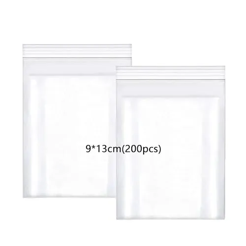 huruirui 9x13cm Druckverschlussbeutel, 200Stück zip beutel Wiederverschließbare Durchsichtige Plastikbeutel Klein Verschlussbeutel Zipper Beutel Set Kleine Wasserdichter 100μm