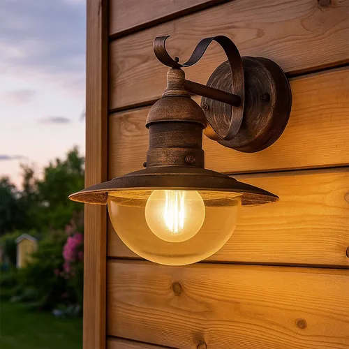 Edelstahl Außenwandleuchte Laterne - 7W 806lm warmweiß - Lampen - Elegante Außenwandleuchte mit gold patiniertem Design, IP44 Schutz und energiesparendem LED-Leuchtmittel für eine warme Lichtatmosphäre.