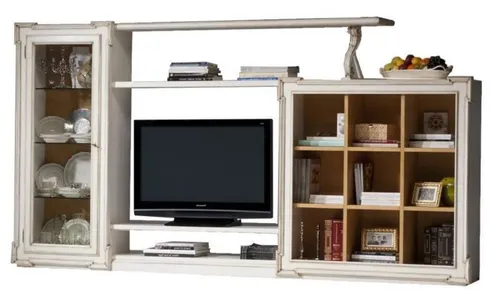 Xlmoebel Wohnwand Antiker TV-Ständer mit Glasregal und elegantem Design, (1-St., Wohnwand), Hergestellt in Europa