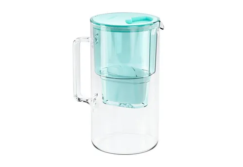 CrystalLine Glas Wasserfilter Kanne 2.5 L - Wasserfilter für Haushalt und Gewerbe, reduziert Kalk und Chlor für reines Trinkwasser, kompatibel mit Brita Maxtra+, aus hochwertigem Glas.
