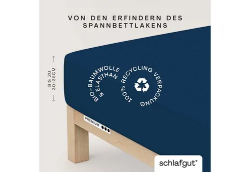 schlafgut »Premium« Bio-Spannbettlaken L / 570 Blue Deep
