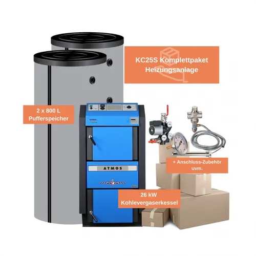 Komplett-Set Wasserführender Kohlevergaser Atmos KC 25 S Heizung