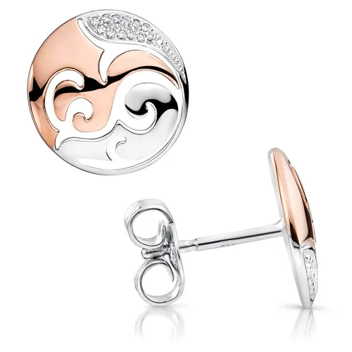 MATERIA Damen Ohrstecker Rosegold rund - Elegante 925 Silber Ohrringe mit Zirkonia - Ohrschmuck aus 925 Sterlingsilber, veredelt mit Rosegold für einen trendigen Look. Ideal für besondere Anlässe oder den Alltag.