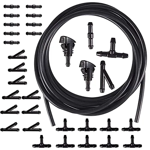 HUAZIZ Universal Scheibenwaschanlage Schlauch, Wischwasserschlauch Reparaturset, Automotive Schlauch, Isolierschlauch, Universal Scheibenwaschanlage+30 Stücke Schlauchverbinder+Sprühdüse