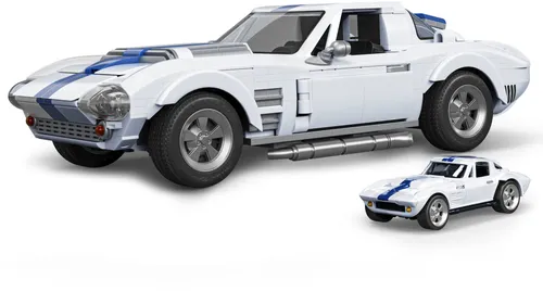 Mattel Brick Shop Hot Wheels Elite Serie Bauset - Corvette Grand Sport - Motorfahrzeugspielset für Kinder, baue die authentische Corvette Grand Sport mit 918 Teilen, inklusive metallischen Radkappen und individuellen Aufklebern für kreativen Spaß!