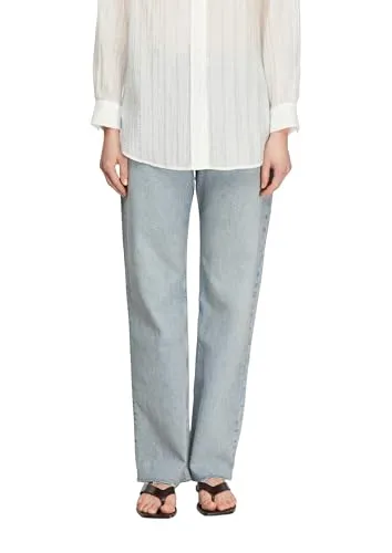 Comma Straight-Fit-Denim mit ausgefranstem Saum in blau von comma,