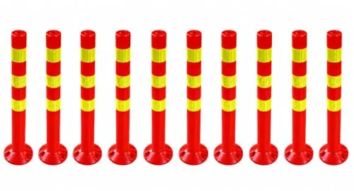 BAYLI Garage 72,5 cm Absperrpfosten Poller (10er Set) - Robustes 10er Set Absperrpfosten mit 72,5 cm Höhe – perfekt zur Markierung von Parkplätzen und Einfahrten. Witterungsbeständig und mit Reflektionsstreifen für gute Sichtbarkeit bei allen Lichtverhältnissen.
