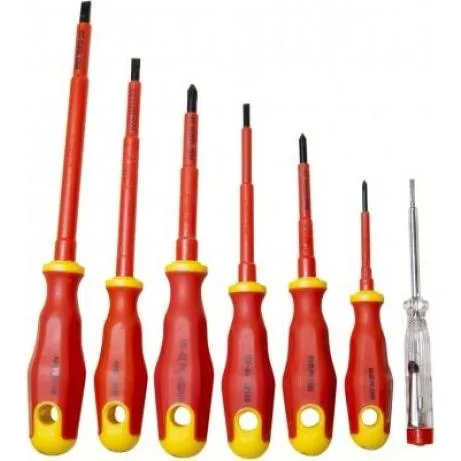 Produktbild 7-teiliges Elektro-Schraubendrehersatz mit 7 isolierten Schraubendrehern