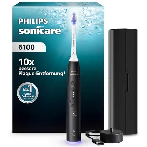 Philips Sonicare 6100 Schallzahnbürste HX7401/07 - Elektrische Schallzahnbürste mit 2 Putzmodi und 3 Intensitätsstufen für eine individuelle Reinigung, ausgestattet mit Andruckkontrolle und praktischen Funktionen.