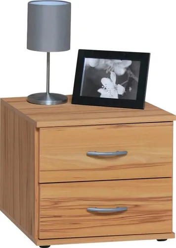 Möbeldesign Team 2000 Container Beistelltisch Nachtschrank - Kernbuche Nachttisch mit 2 Schubladen auf Metallschienen, ideal für stilvolle und praktische Aufbewahrung im Schlafzimmer.