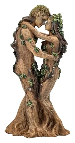 Baummenschen Figur Liebespaar – Handbemalte Fantasy-Deko aus Polyresin, Dekofigur für Verliebte, 21 cm Höhe