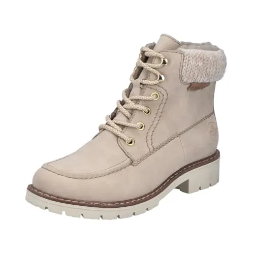 Rieker Damen Y9127 Schnürstiefel, Beige, 40 EU - Wanderschuhe mit kuscheligem Warmfutter und extra weicher Decksohle für höchsten Komfort bei jedem Schritt.