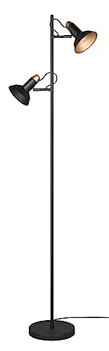 Trio Leuchten Stehleuchte Roxie 411900232 - Standleuchte in Schwarz matt und Gold, 2-flammig mit dreh- und schwenkbaren Spots für individuelle Ausleuchtung. Höhe: 155 cm, exklusive 2x E14 Leuchtmittel.
