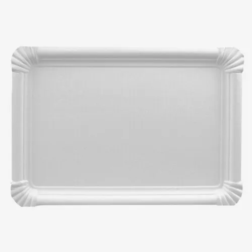 Teller, Einwegteller Pappteller Pappe [ff] eckig 18 cm x 26 cm weiss 500