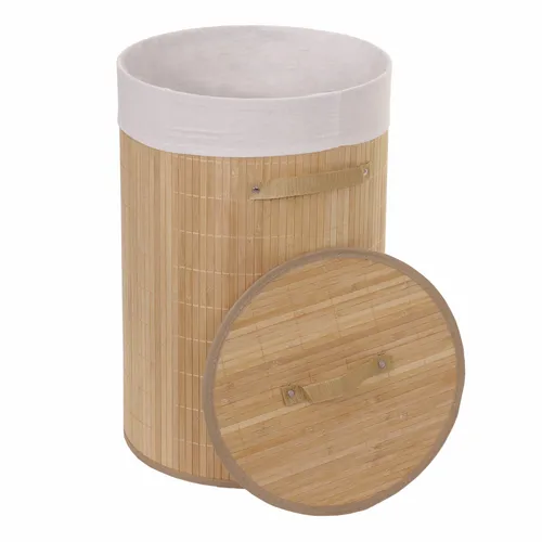 Wäschekorb MCW-C21, Laundry Wäschesammler aus Bambus 50l