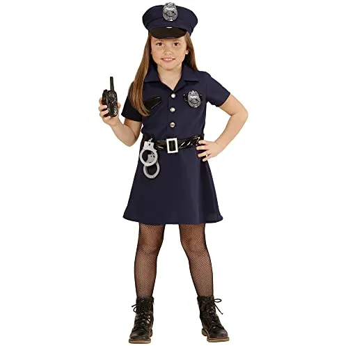 Retro US Police Deluxe Kinder Kostüm - 140 - Kostüme für kleine Gesetzeshüter! Das Deluxe Kostüm umfasst ein schickes Kleid, Polizeimütze und Zubehör für authentischen Spielspaß.