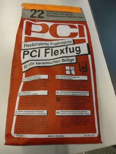 PCI Flexfug 5kg Fugenmörtel sandgrau - Flexibilisierter Fugenmörtel für keramische Beläge, ideal für Innen- und Außenanwendungen. Wasserundurchlässig, verformungsfähig und nach nur 2 Stunden begehbar.