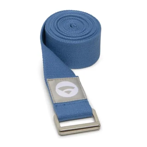 Bodhi Padma Yogagurt | Yoga Belt aus 100% Baumwolle | Extra breites Yogaband | Waschbarer Yoga Strap mit Schiebeschnalle aus Metall | Praktisches Zubehör für Dehnung und Fitness | moonlight blue