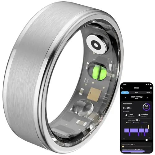 Smart Health Fitnesstracker-Ring - Schlaftracker-Ring mit Sp02- und Herzfrequenzmessung, ideal für Gesundheit und Fitness, kompakte Größe von 27x8x2.5 mm.