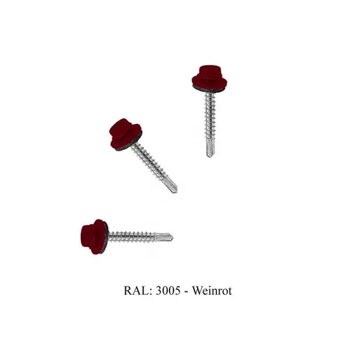 Bohrschrauben 4,8 x 55 mm 200 Stück RAL: 3005 Weinrot Dach Schrauben
