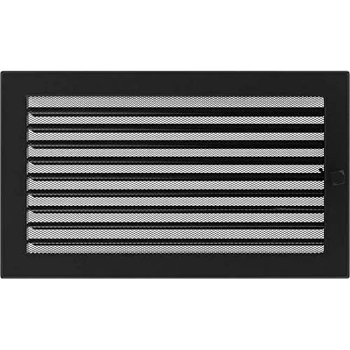 Lüftungsgitter mit Lamellen 22x37 cm, schwarz - Revisionstür und Lüftungsabdeckung, effektive Luftzirkulation durch verstellbare Lamellen und integrierte Gaze für optimalen Schutz vor Insekten.