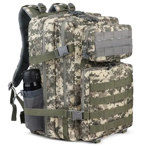 Zavothy Militär Rucksack 45L Rucksack Herren Damen, Wasserdicht Taktischer, Camping-Rucksack, Wanderrucksack, Outdoor Rucksack für Travel, Schule, Sport, Bushcraft (Tarnung)