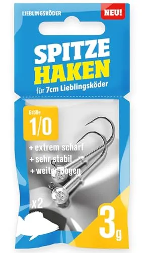Lieblingsköder Spitze Haken Gr. 1/0 Jigköpfe - 2 Jighaken, Gewicht:3g