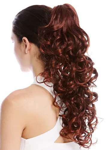 Haarteil Zopf Locken lockig voluminös Steckkämme lang 50cm Braun Rot Mix