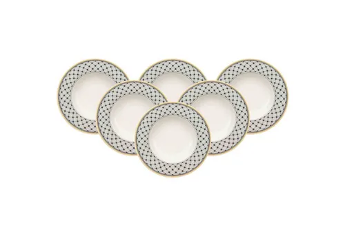 Villeroy & Boch Audun Promenade Suppenteller 6er Set - Teller aus Premium Porcelain, Ø 24,2 cm, spülmaschinen- und mikrowellensicher – ideal für stilvolle Suppenpräsentation.