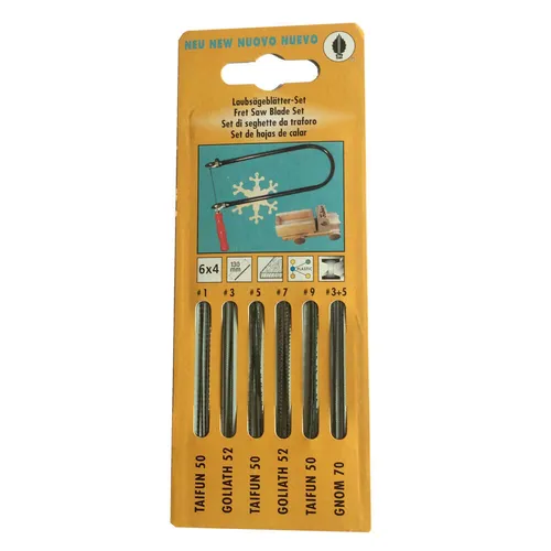 Produktbild 24x Laubsägeblätter Set Holz & Metall Taifun Goliath Gnom 130mm Made Germany