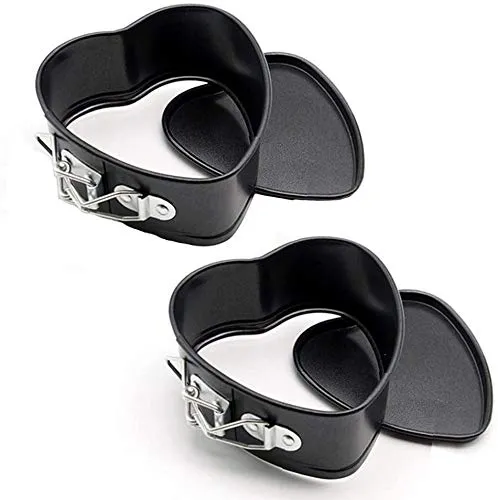 Webake Herz Springform Klein 2 Stück 11 cm Kuchenform Kleine Herz Backform Herzform Herzbackform Antihaftbeschichtet Mini Kuchen Springform aus Karbonstahl