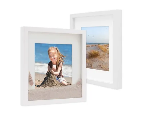 PHOTOLINI Bilderrahmen 2er Set - 3D-Rahmen mit Passepartout - Einzelrahmen für kreative Gestaltung, ideal für Objekte bis 1,5 cm Tiefe. Inklusive herausnehmbarem Innenrahmen und Schrägschnitt-Passepartout für optimale Präsentation Ihrer Erinnerungen.