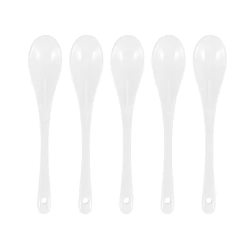 Aboiledy 5 Stück Mini, Kleine Keramik, Eierlöffel Lange, Teelöffel, Ceramic Spoon Porzellan, Mokkalöffel Kaffeelöffel Dessertlöffel Dip