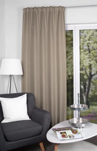 HOME WOHNIDEEN Vorhang John 225 x 135 cm 1x Verdunklungsschal inkl. 1x Bügelband Taupe (1 St), Kunstfaser, 1x Verdunklungsschal inkl. 1x Bügelband Taupe