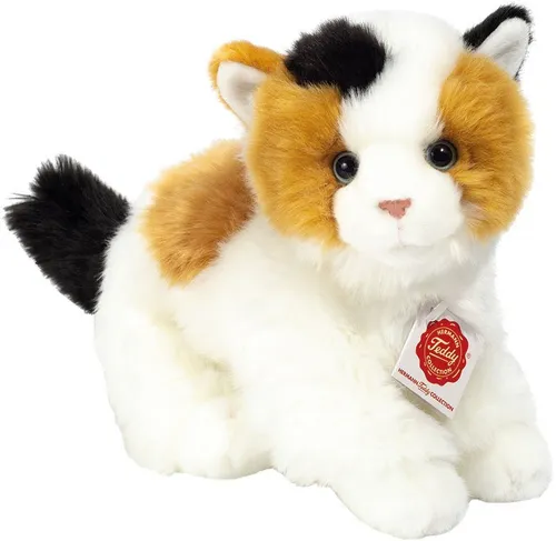 Teddy Hermann 90698 Glücks-Katze 24 cm - Stofftier & Teddybären: Kuschliges Kätzchen aus recyceltem Plüsch, ideal für Kinder ab 18 Monaten, waschbar und umweltfreundlich produziert.