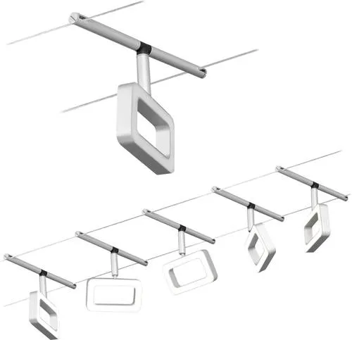 Paulmann WS DC Frame Seil-Komplettsystem Chrom - Lichtsysteme mit 5 LED-Spots für flexible Wand- und Deckenmontage, 10 m Seil für individuelle Gestaltung und optimale Lichtverteilung.